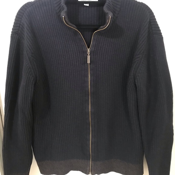 Calvin Klein Ribbed Colorblock Full-Zip Sweater - Picture 3 of 4
